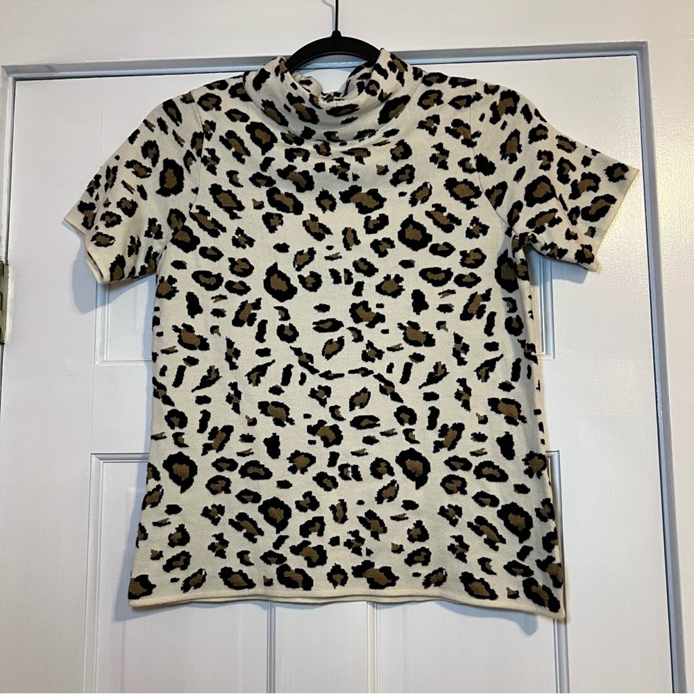 #73 ANTHROPOLOGIE FIELD & FLOWER NAOMI LEOPARD MOCK NECK SWEATER TOP $98